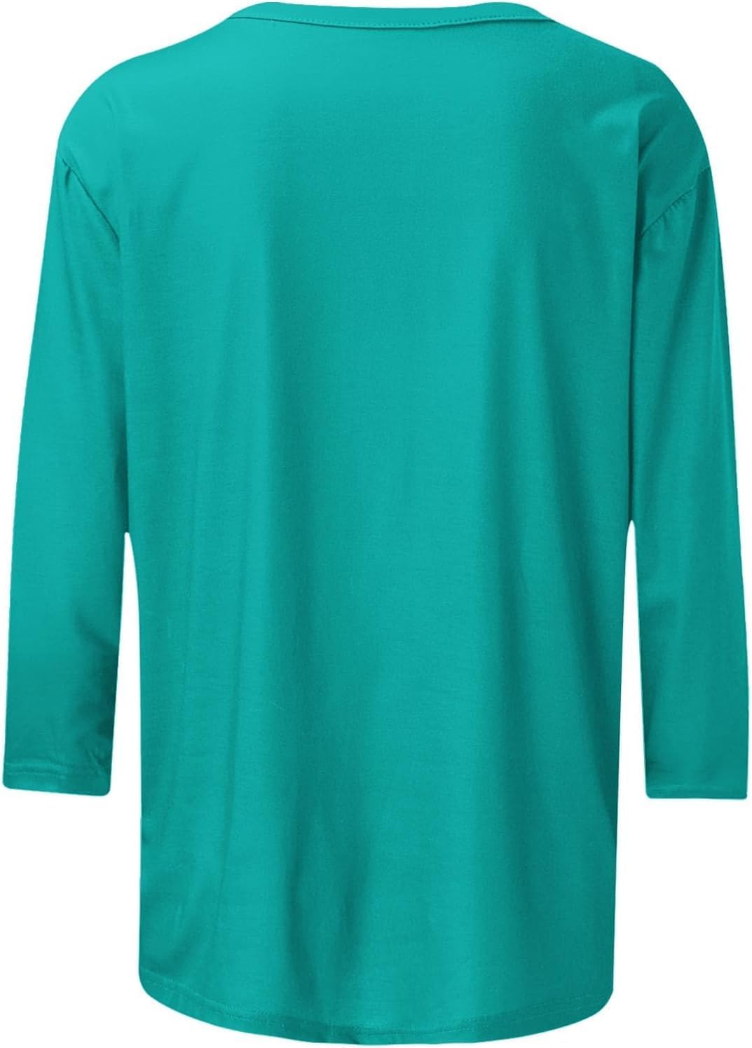 Casual 3/4 Length Sleeve Womens Tops Round Neck Cute Tunic Tops Basic Tees Blouses Loose Fit Pullover Dressy Tops
