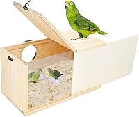 CooShou XL Parakeet Nesting Box - Natural Pine Cockatiel Breeding House with Acrylic Window & Detachable Board for Lovebirds Budgies Conures