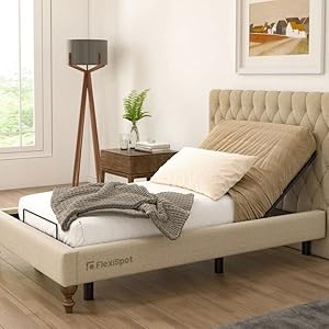 FLEXISPOT EB01 Electric Height-Adjustable Metal Bed Frame (Without Mattress, 90 cm x 200 cm) Slatted Frame with Head Adjustment 0-60 Degrees and Three Height Options (8, 15, 23 cm) Sturdy and Durable Base