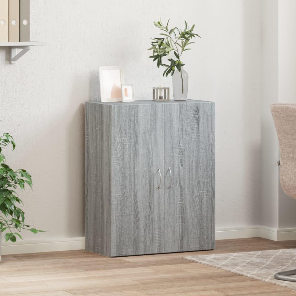 Brokky Schedario Grigio Sonoma 60x32x77,5 cm in Legno Multistrato,Cassettiera,Mobiletto da Ufficio con Serratura,Regolabile per Cartelle Sospese,Superficie Testurizzata,per Ufficio,Studio