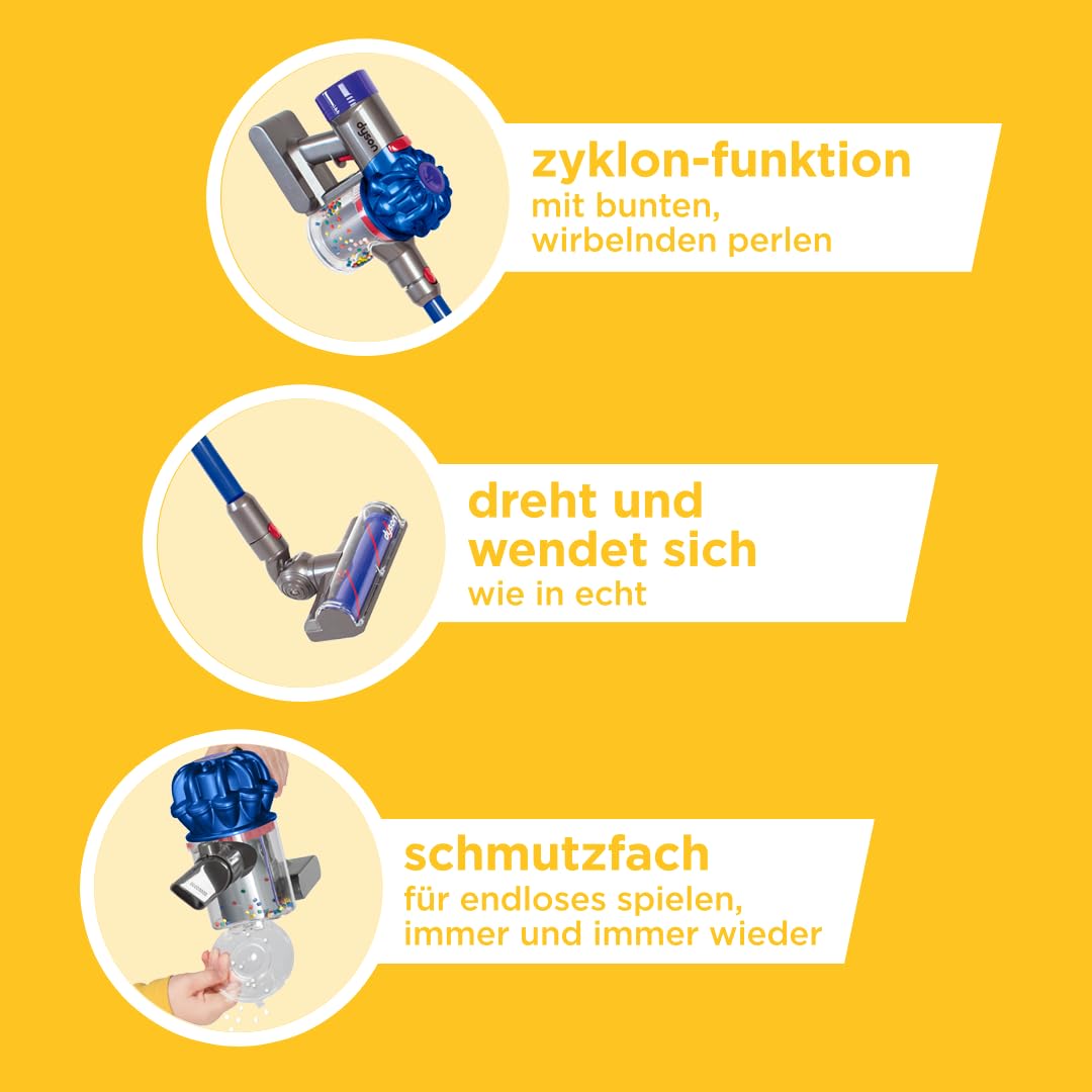 Casdon Dyson kabelloser Staubsauger | Interaktiver & offiziell lizenzierter Dyson Spielzeugstaubsauger für Kinder ab 3 Jahren | Realistischer Rollenspielspaß!