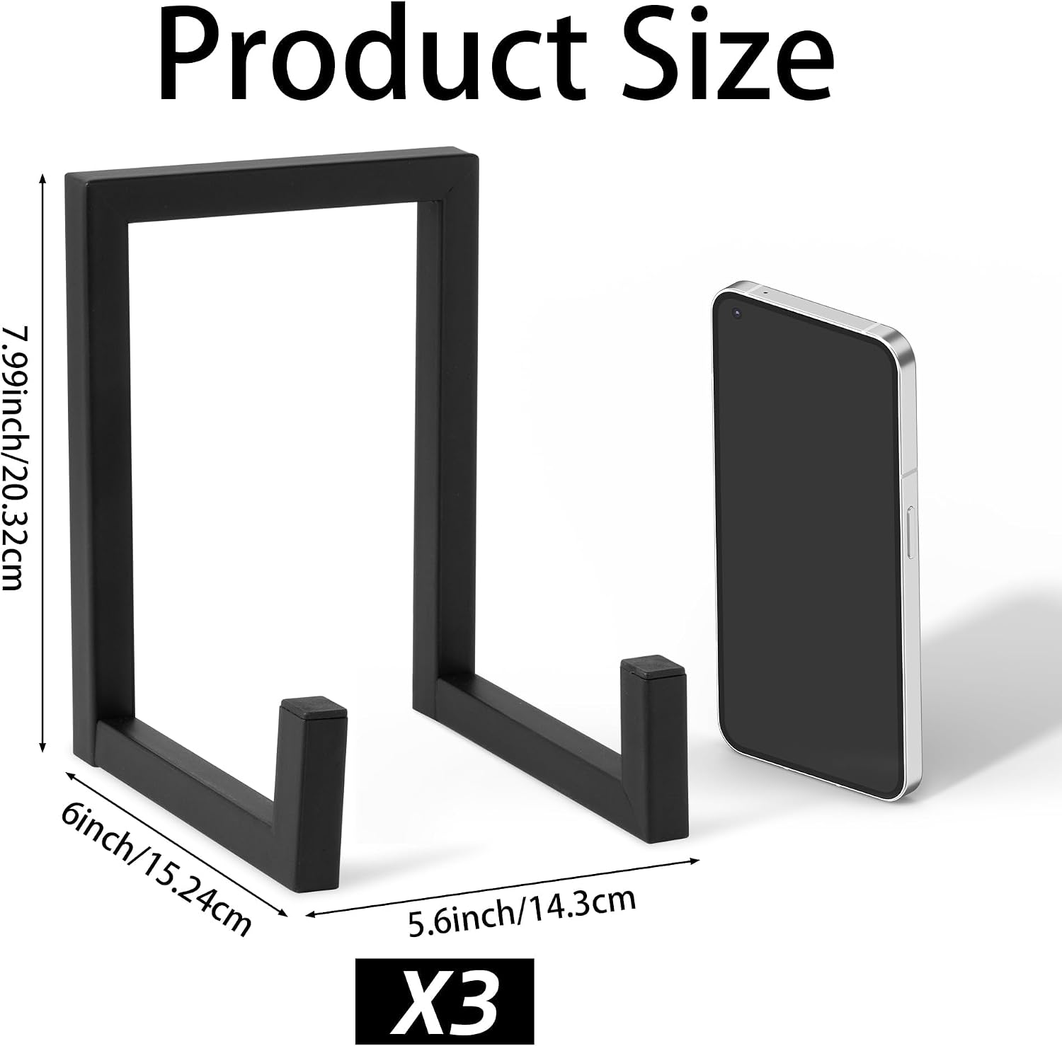 Plate Holder Stands for Display - 4 Pack 8 Inch Metal Picture Plaque Frame Photo Stand Displaying, Large Black Easels for Books Platters Artworks Collectibles Dishes Creation Tabletop Decor