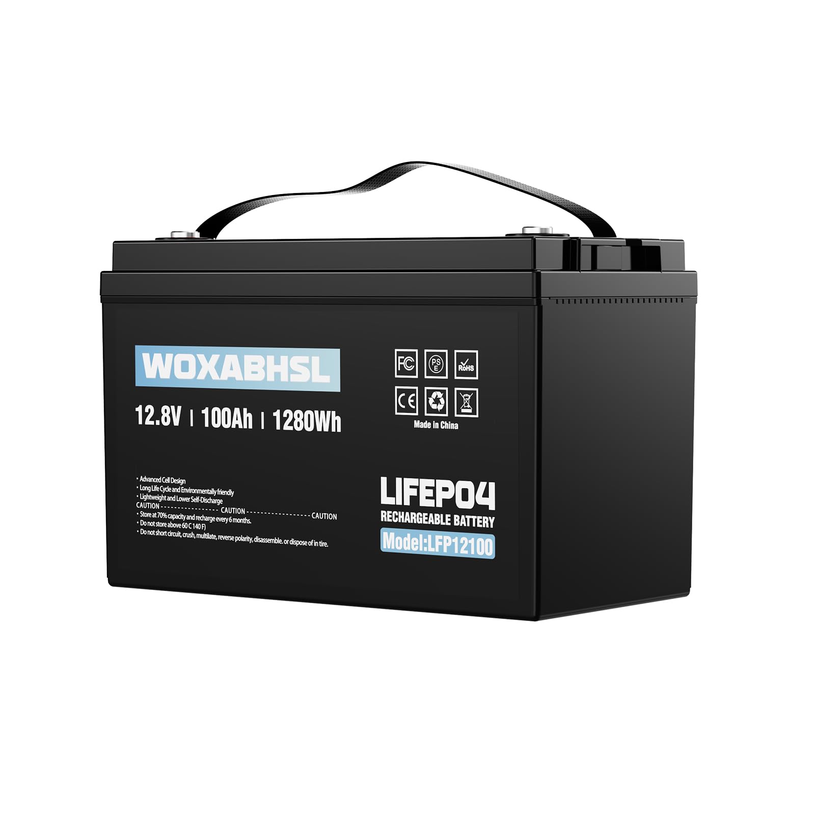 12V 100AH Lifepo4 Lithium Battery, Rechargeable Lifepo4 Battery, Up to 15,000 Deep Cycles, Buit in 100A BMS, Perfect for Trolling Motors, Boat, Marine, Rv, Solar