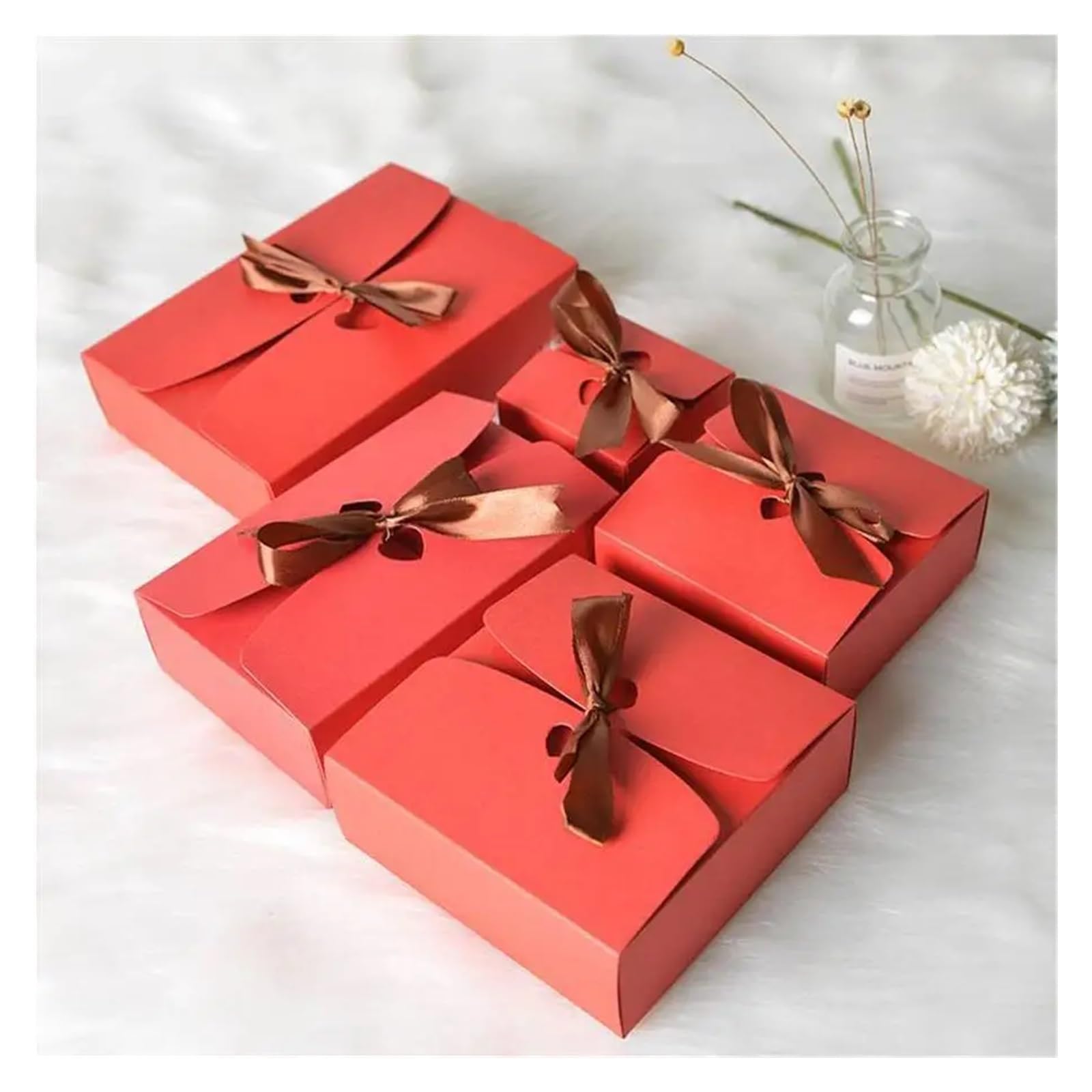 Cajas De Recuerdos De Boda 10 cajas de papel plegables for regalos de boda, de una sola pieza, for sorpresa de San Valentín.(Brown,20.8x14x5cm)