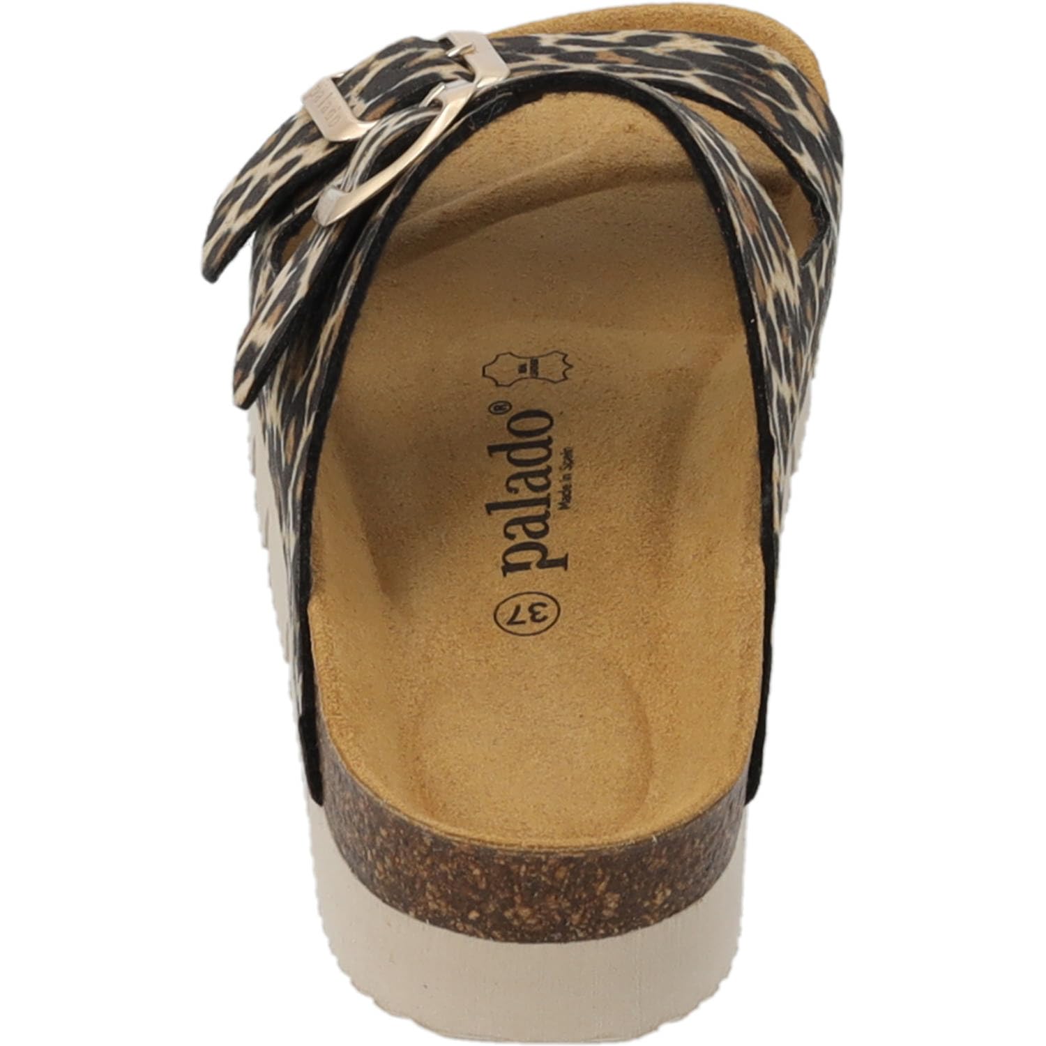 Palado Pantoletten Damen Korfu PL Wild - elegante Plateausandalen Made in Spanien -Hausschuhe mit Kork-Fußbett - bequeme Sommerschuhe