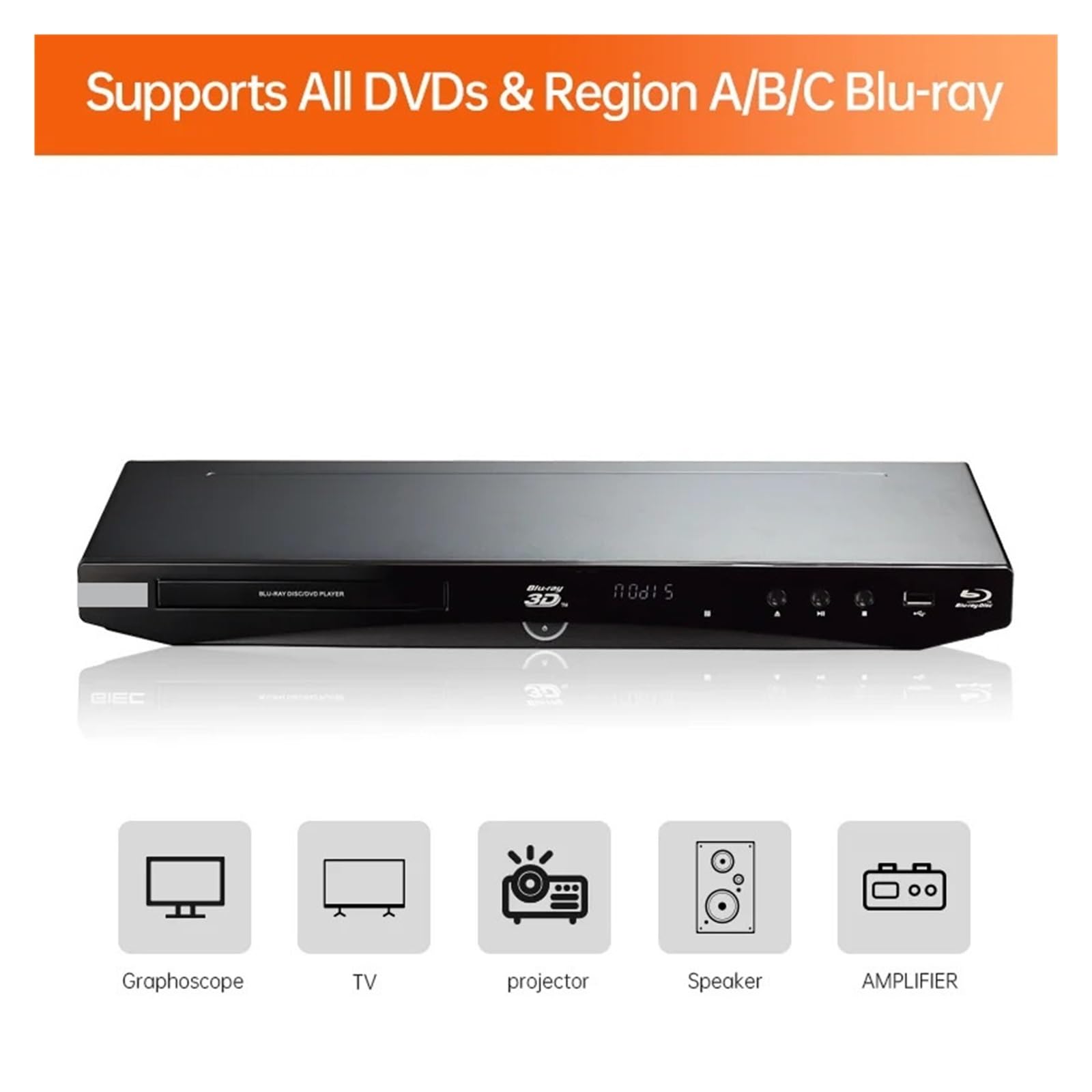 Lettore Blu-ray G4305 portatile con supporto for decodifica 3D, 1080P HD, 7.1 canali, area completa gratuita Veloce e conveniente