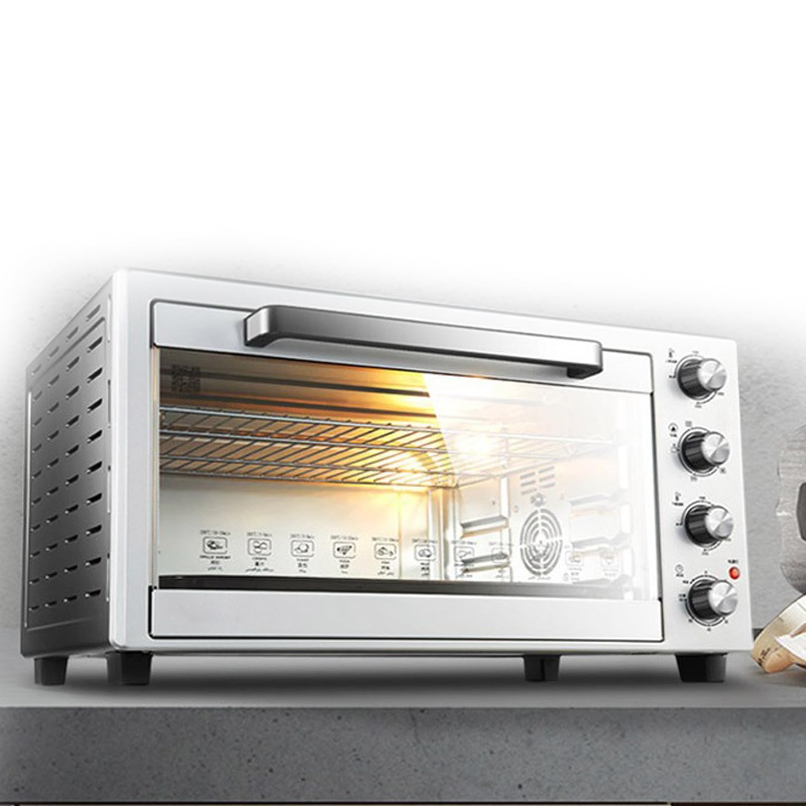 Forno friggitrice ad aria di grande capacità con 4 modalità di cottura e controllo della temperatura indipendente, ideale per uso familiare e ristorante