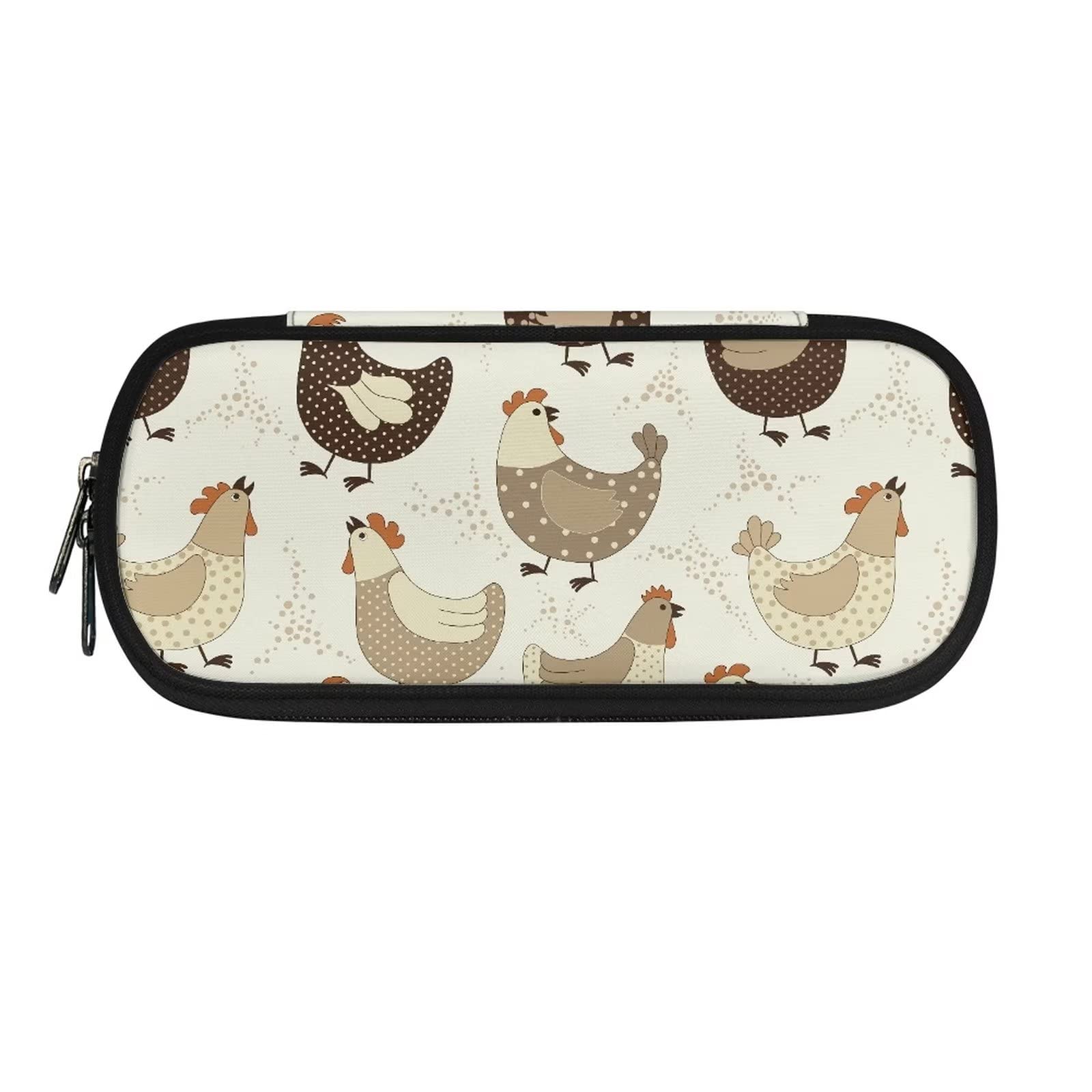 HUGS IDEA Cute Rooster Big Capacity Pencil Pen Case for Kid Boys Girls, Office School Supplies Stationery Organizer Pouch Durable Zipper Pencil Bag with Multi Compartments