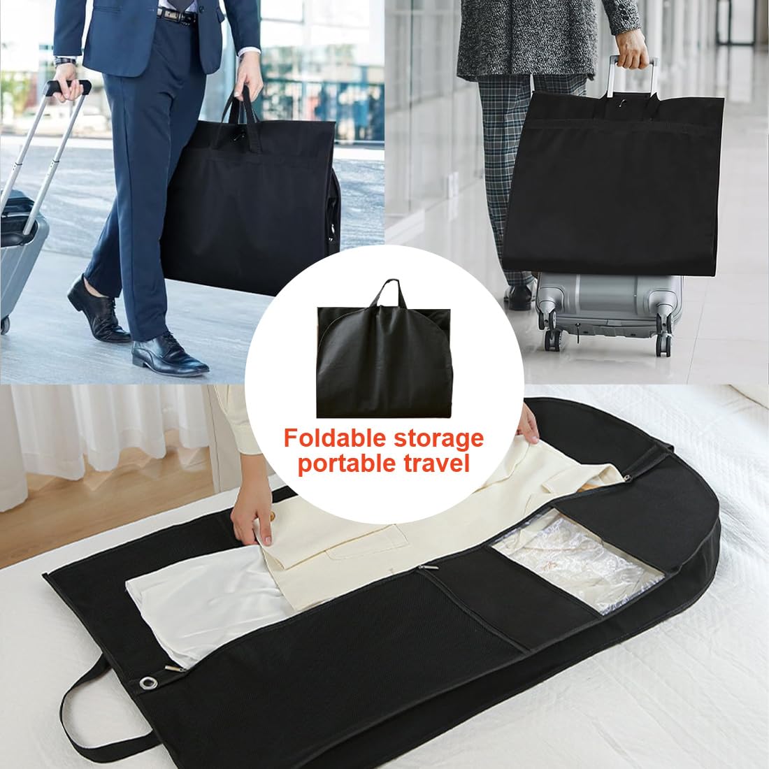 2 borse da viaggio per abiti con chiusura a cerniera, organizer per abiti appesi con tasca per camicie, Cappotti, 152*60*10 cm | Leroy Merlin