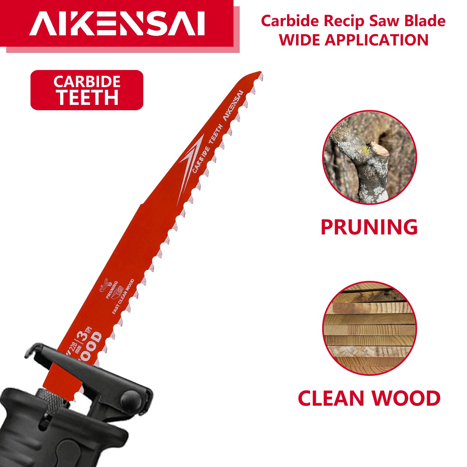3-Pack 9 Inch 3TPI Carbide Pruning Saw Blades Carbide Reciprocating Saw Blades for Wood Trees Compatible with Sawzall Milwaukee Dewalt Ryobi etc