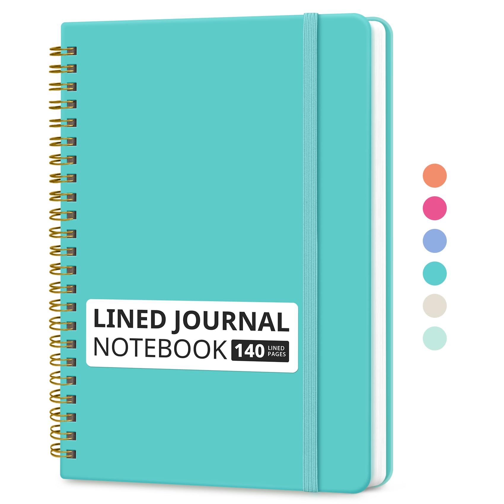 Taja Lined Spiral Journal Notebook for Women & Men, 140 Pages, College Ruled Hardcover Notebook for Work & Note Taking, Journals for Writing, A5(5.7" x 7.9") – Aquamarine