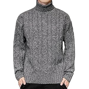 Heren trui Turtleneck Trui Fall/Winter Pure Color Gebreide Pullover Winter Gebreide Sweater (Color : Dark grey, Size…