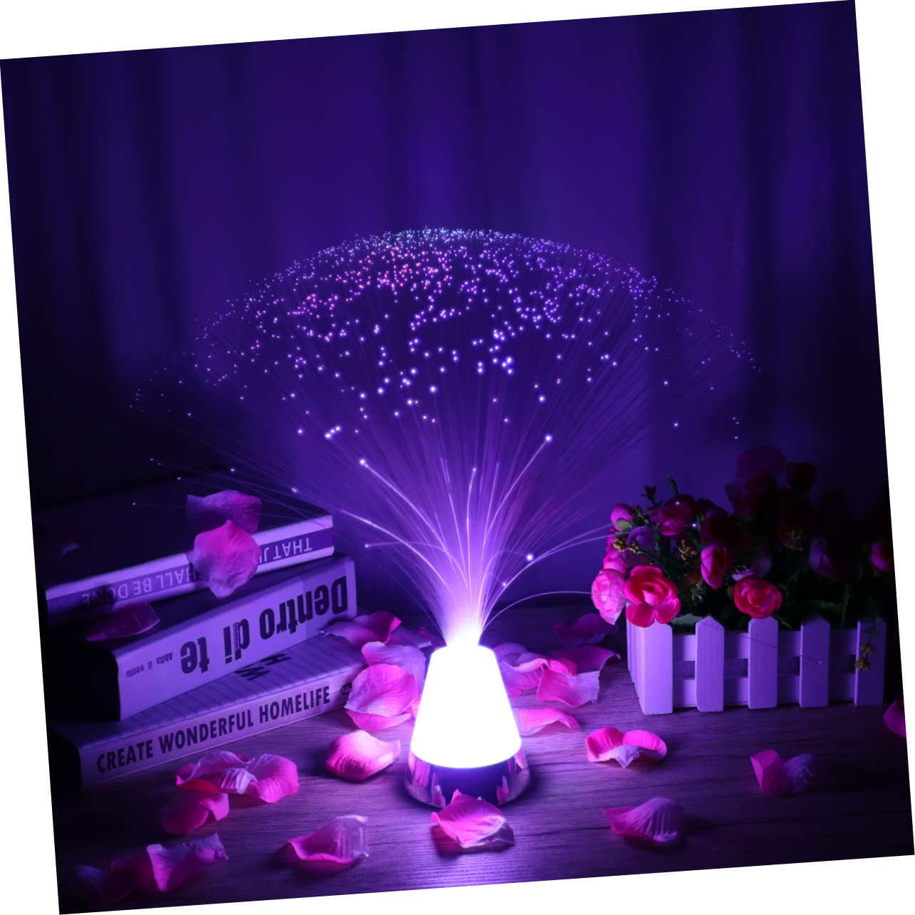 Veemoon Fiber Optic Lamp Glacier Unique Crystal Base Led Light for Parties and Decorations