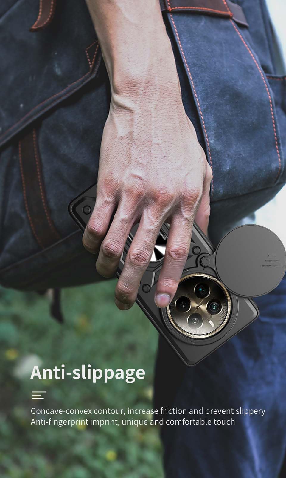 WBWONE Funda Para Realme 12 Pro / 12 Pro+ Plus 5G, Anti-Rasguño Shock- Absorción TPU/PC Carcasa Con 360° Anillo Kickstand Y Cubierta Deslizante De La Cámara, Negro