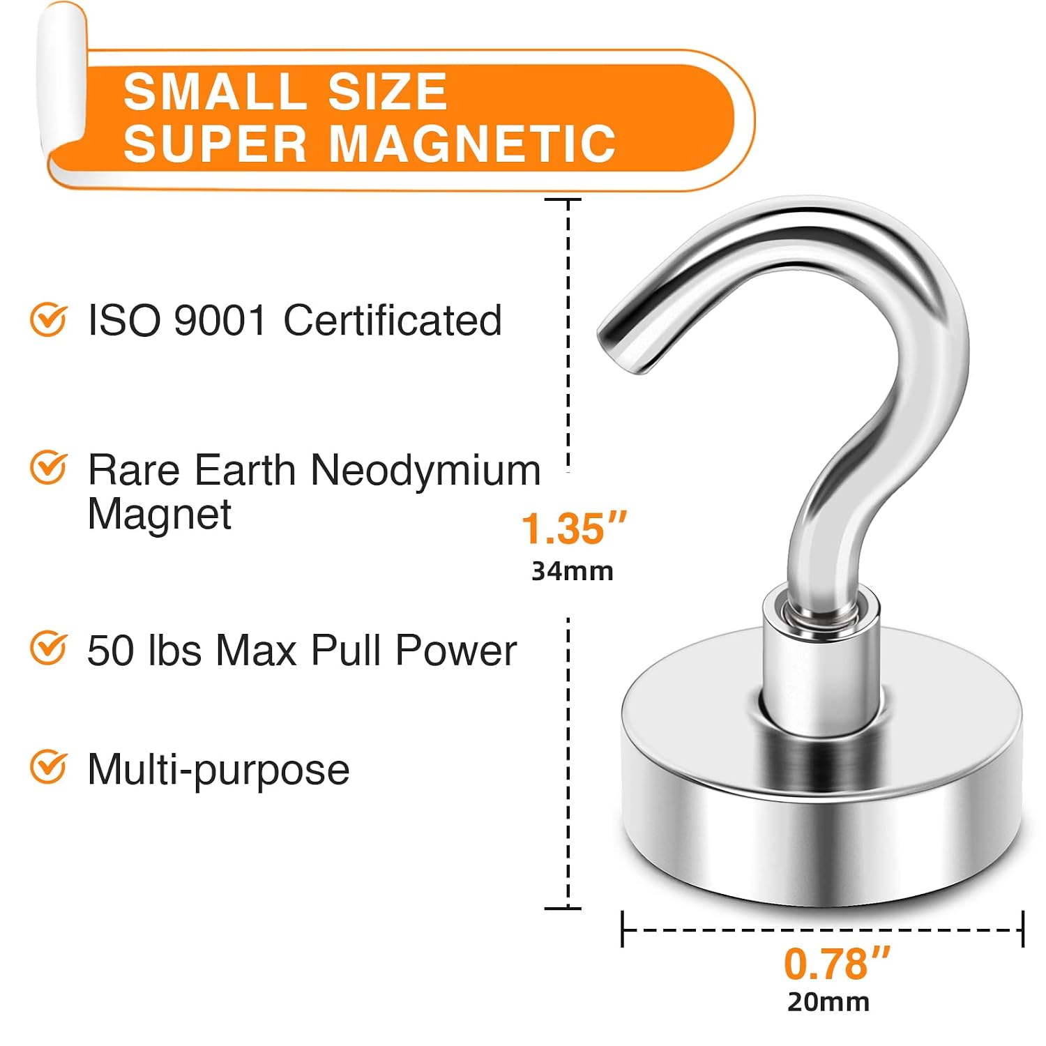 MIKEDE Magnetic Hooks Heavy Duty, 40 Lbs Magnetic Hooks for Cruise Cabins, Strong Magnets Neodymium with Hooks for Hanging, Magnetic Wall Hooks for Refrigerator, Locker Decoration, Workplace -10Pack