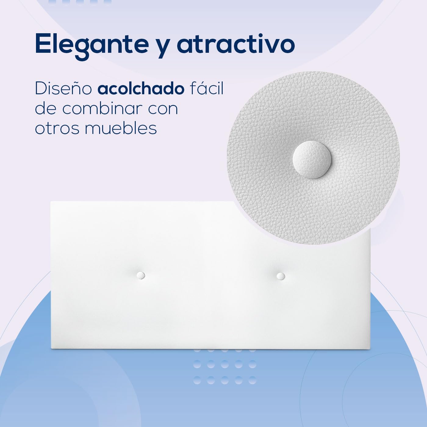 Duérmete Online Cabecero Premium Acolchado Modelo Milán | Tapizado en Polipiel de Alta Gama-Incluye Herrajes y Tornillería, Madera, Blanco, 100 x 60 cm (Cama 90)