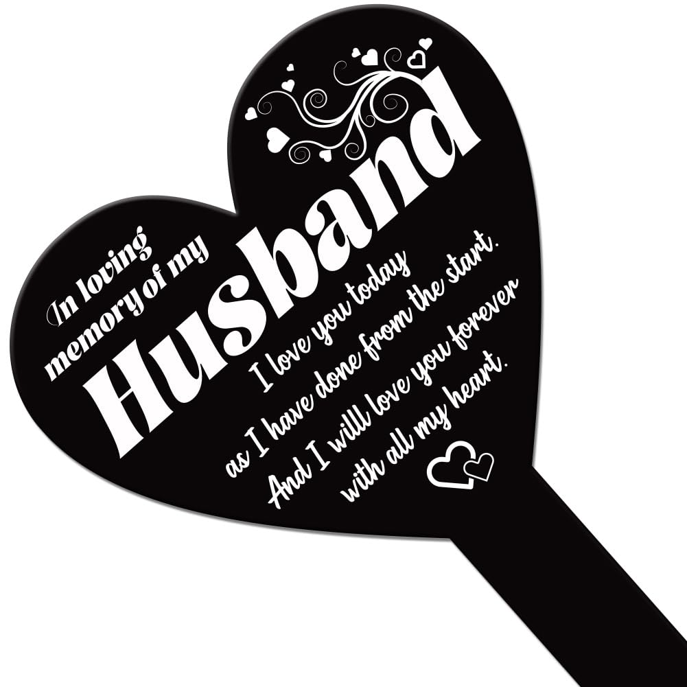 GLOBLELAND Heart Shaped Love Missing Husband Memorial Plaque Stake for Cemetery Acrylic, 258x158mm (10x6.2 inches) - Image 2