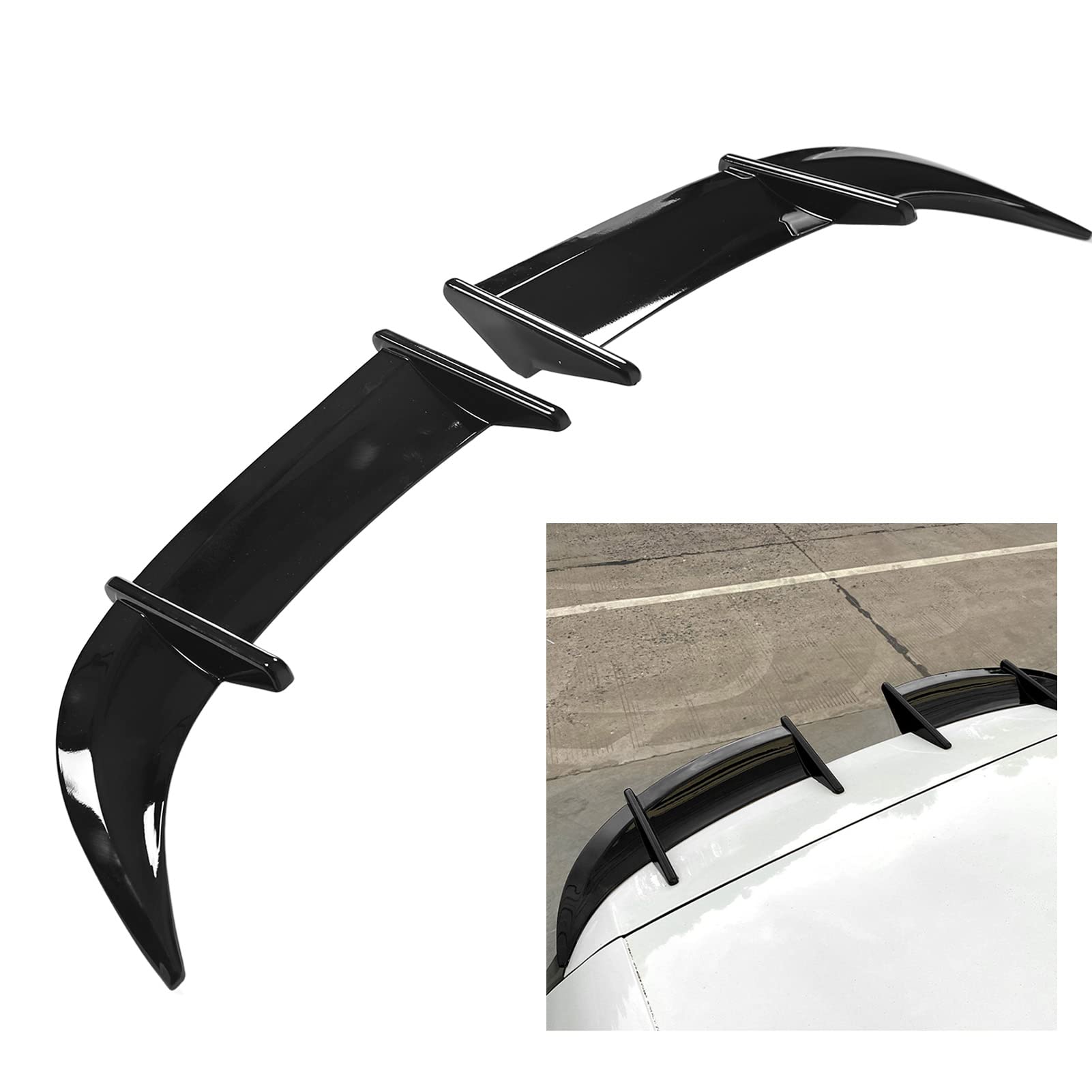 ZJchao Spoiler Universale, ABS WITH LUSE ACCESSORI ESTERNO AUTO ALONON UNIVERSAL DEPORTIVO PARA AUTO PER TRUNK (nero lucido)