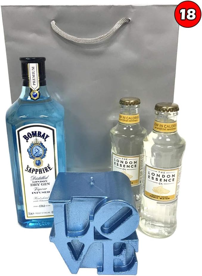 Premium Gin Gift Set - Bombay Sapphire London Gin - in a beautiful Silver Gloss Finished Laminated Gift Bag (G2TCL)