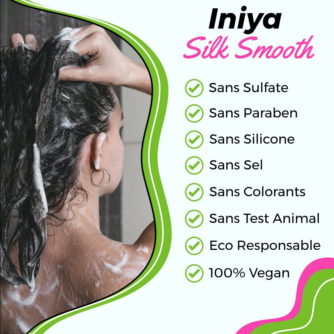 Iniya Silk Smooth Shampoo und Glättende Pflege, ohne Sulfate oder Silikon, glättendes Shampoo und brasilianische Haarmaske, Tannin (2 x 400 ml)