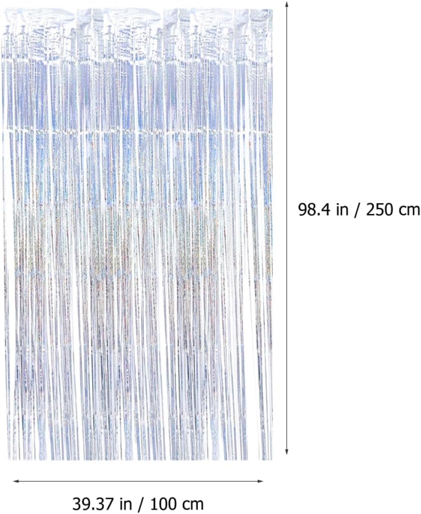 PRETYZOOM 2pcs Tinsel Fringe Backdrop for Birthday Party Decorations Metallic Foil Curtain Photo Booth Props for Celebrations Room and Wall Decor