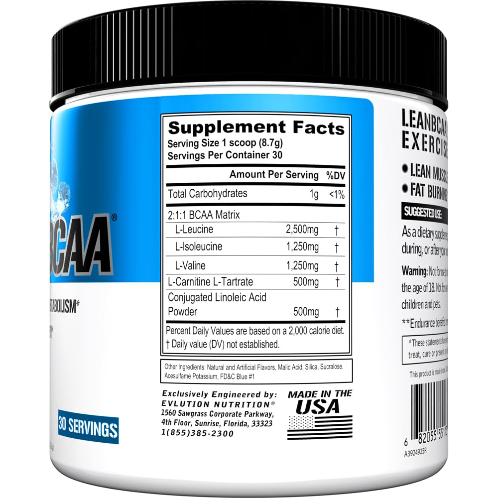 Amazon.com: Evlution Polvo de BCAA magro libre de estimulantes Nutrición  BCAAs Aminoácidos en polvo con CLA Carnitina y 2:1:1 aminoácidos de cadena  ramificada Apoya la recuperación muscular Quema de grasa y metabolismo -
