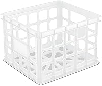 Sterilite Stackable Storage Crates White 6-Pack - Plastic Bins with Handles for Home Office Garage Dorm Organization