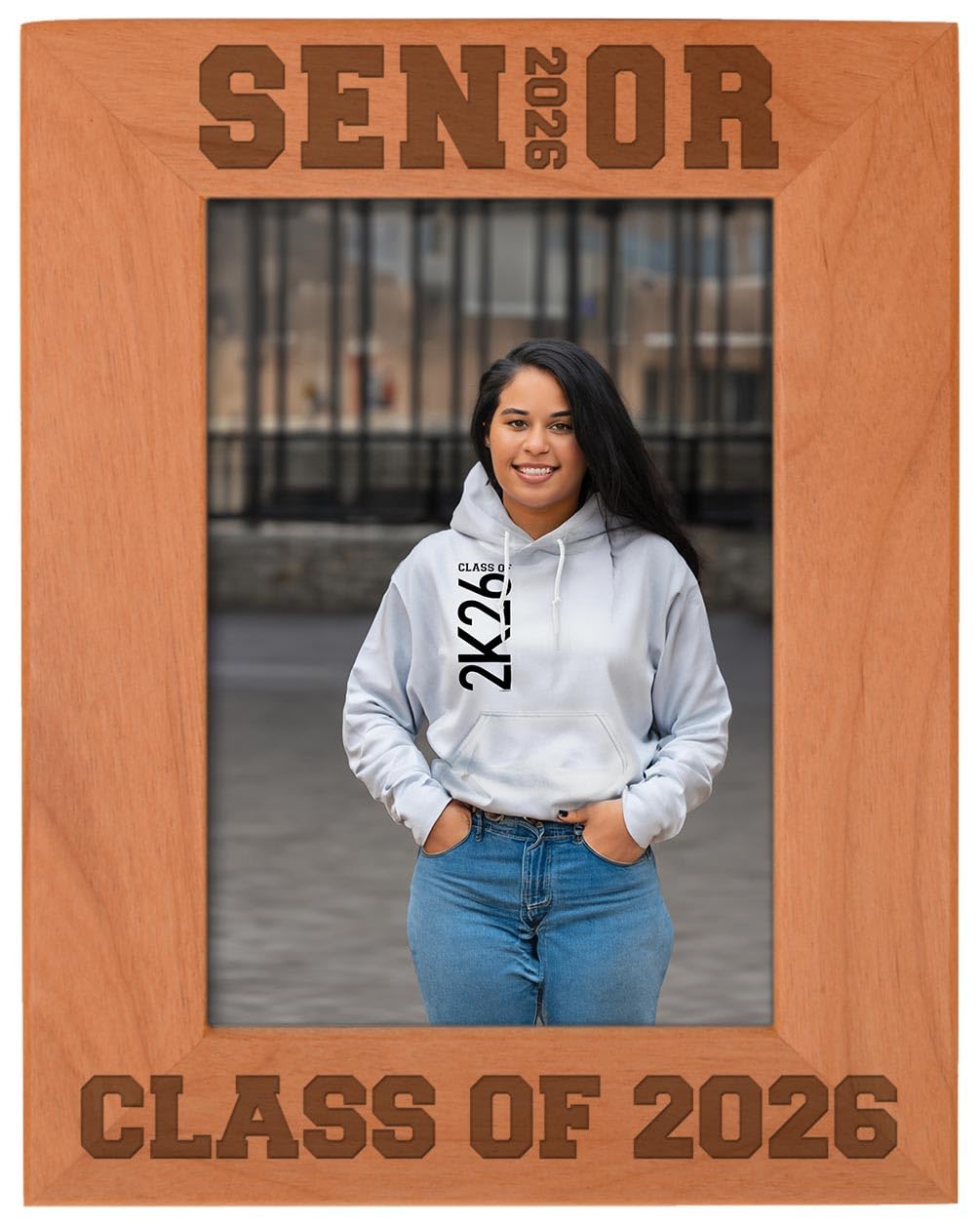 ThisWear Graduation Gifts for Women Seniors Spelled with 2026 Graduation Party Gift Natural Wood Laser Engraved Portrait 5x7 Photo Frame