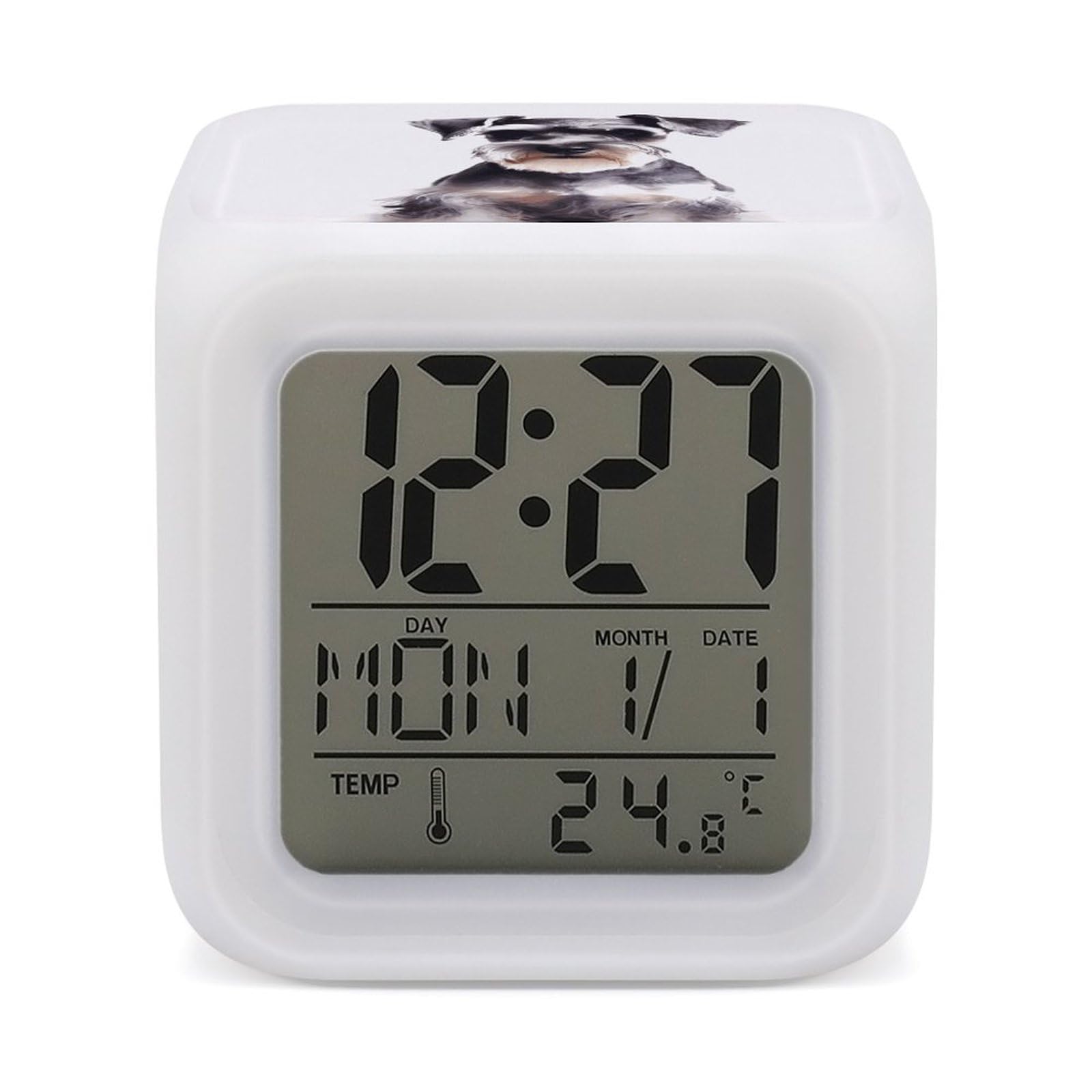 VstaDank Well Behaved Schnauzer Alarm Clock Alarm Clock with 7 Color Changing Digital Clocks for Bedrooms Sleep Training Clocks with Large Display for Office Kitchen Living Room