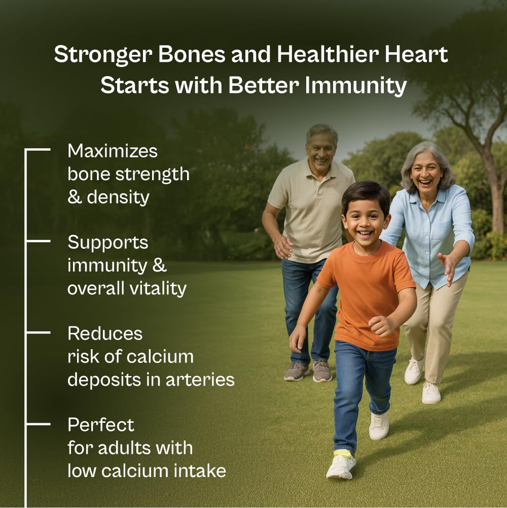Tata 1mg Vitamin D3 + K2 (MK-7) | Supports Stronger Bones, Immunity & Calcium Absorption | 600 IU Vitamin D3 + 55 mcg K2 | Lichen Sourced, 100% Veg (60 Tablets) 1