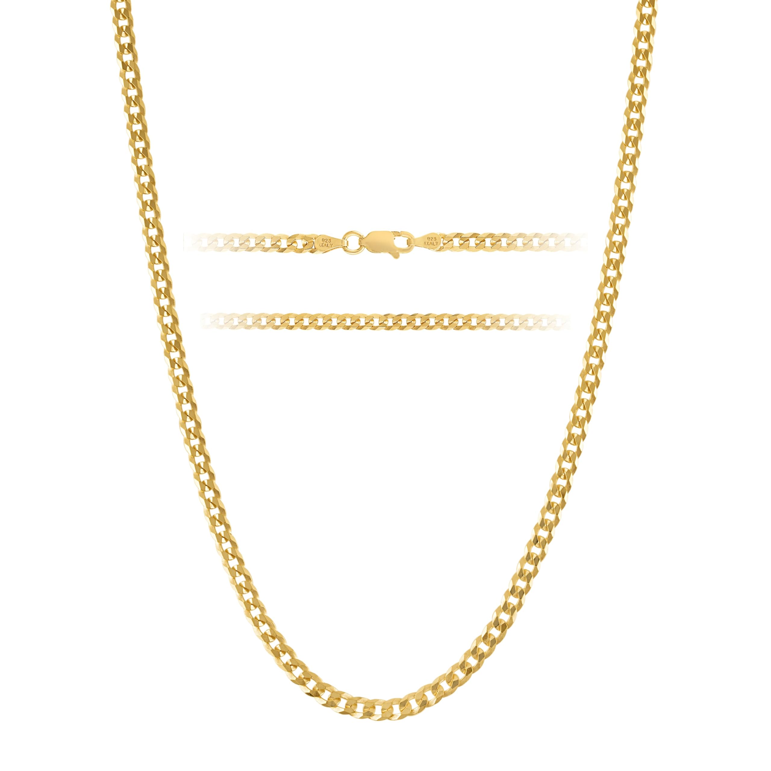 KISPER Gold Chain for Men and Women - 18K Gold Plated 925 Sterling Silver Italian Figaro Mariner Curb Chain Necklace - Made in Italy
