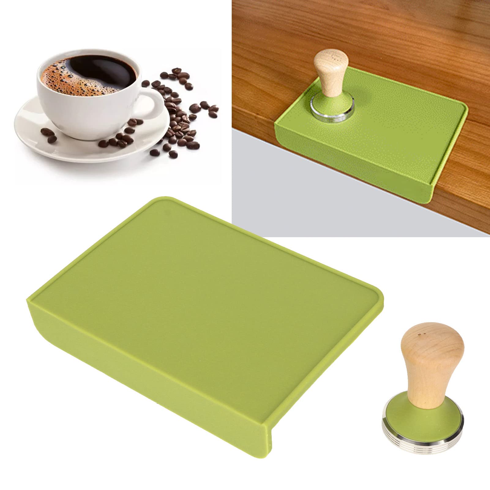 Juego de Manipulación de café de Madera con Tapete de Silicona, Diseño Ergonómico para Amantes del café Expreso, Herramienta de Cocina de 570g (Manipulador de 58 mm/2,28 pulgadas)
