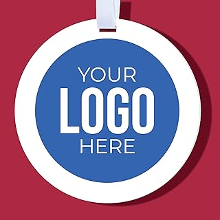 Big Dot of Happiness Custom Logo Ornament Set, Branded Business Holiday Party Decorations, Bulk Personalized Company Logo Christmas Tree Ornaments - 12 Count