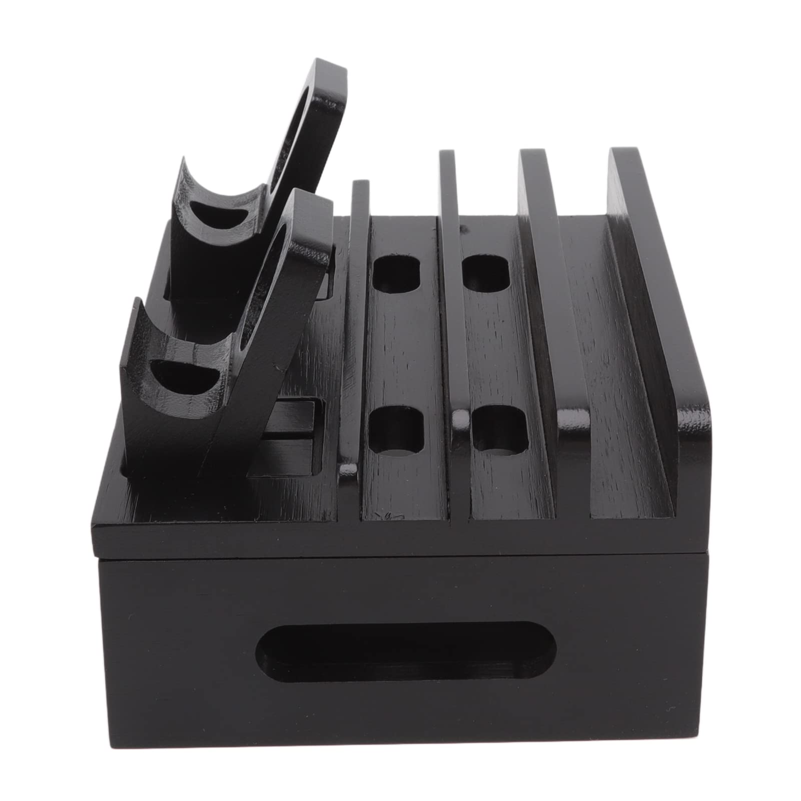 TOPINCN Station de Charge 5 Ports Chargeur, Station de Charge en Bambou Support de Station de Charge Multifonction pour Téléphones Tablettes Montres électronique (Le Noir)