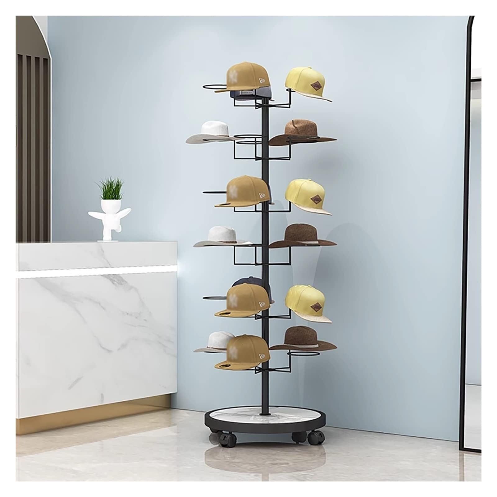 Estante Independiente de 6 Niveles para Guardar Sombreros, Soporte móvil Resistente para Gorras de béisbol, Sombreros de Vaquero y Pelucas: Organizador de Gran,