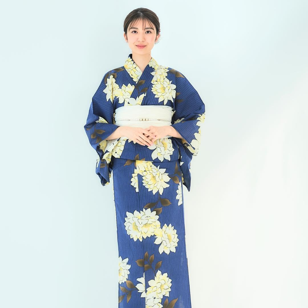 【2点セット】浴衣 兵児帯付き レディース 紺 ネイビー 麻の葉 wy18 2点セット】浴衣 兵児帯付き レディース 紺 ネイビー 麻の葉 wy18