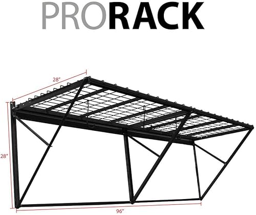 Miniatura 10 de Proslat 60012 ProRack - Estante de almacenamiento de metal resistente para montaje en pared con sección de 12 pies, granito carbón