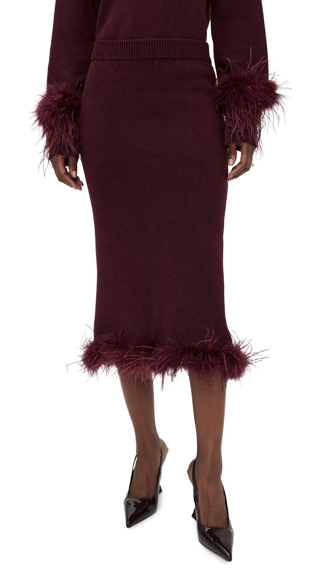 WAYF Womens Bethany Feather Skirt