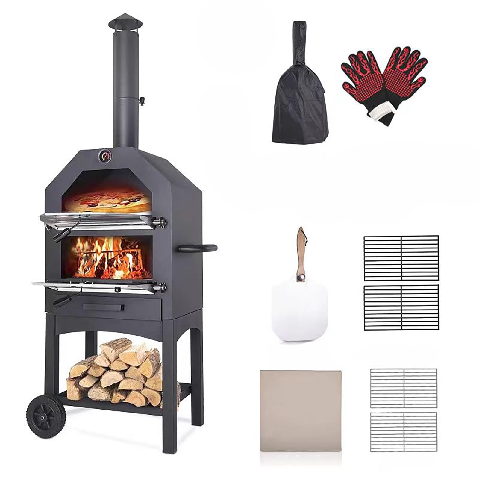 Horno de pizza al aire libre, horno de pizza, horno portátil para pizza, horno al aire libre adecuado para patio trasero y camping