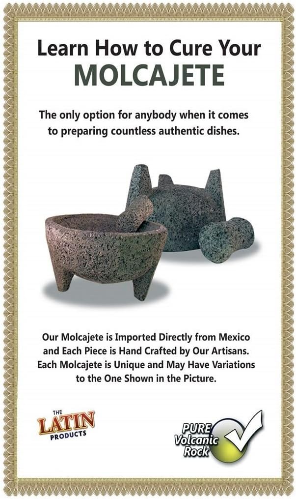 OUTASIGHT Molcajete authentic Handmade Mexican Mortar and Pestle 8.5"