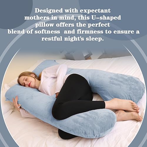 Miniatura 5 de Chilling Home Almohadas de embarazo  Almohada de maternidad en forma de U para mujeres embarazadas con funda extraíble de terciopelo  Almohadas de
