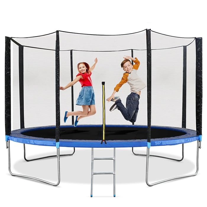 Buy Rebounder with Safety Enclosure and Ladder, Careboda 8FT 10FT 14FT Recreation Rebounder for