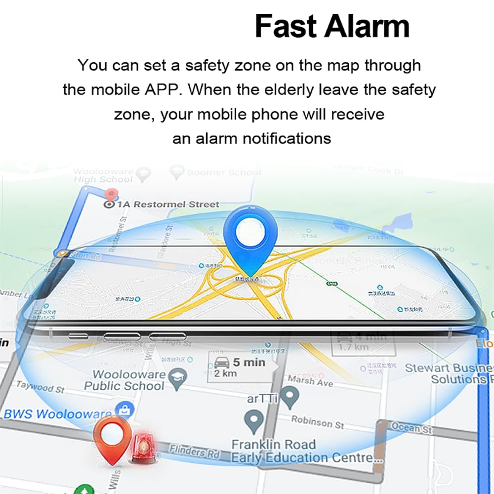 Localizzatore GPS personale, Dispositivo di localizzazione, Chiamate HD/Allarme caduta/Traiettoria storica di 90 giorni/Impermeabile IPX6/Design recinzione elettronica, per bambini, adolescenti