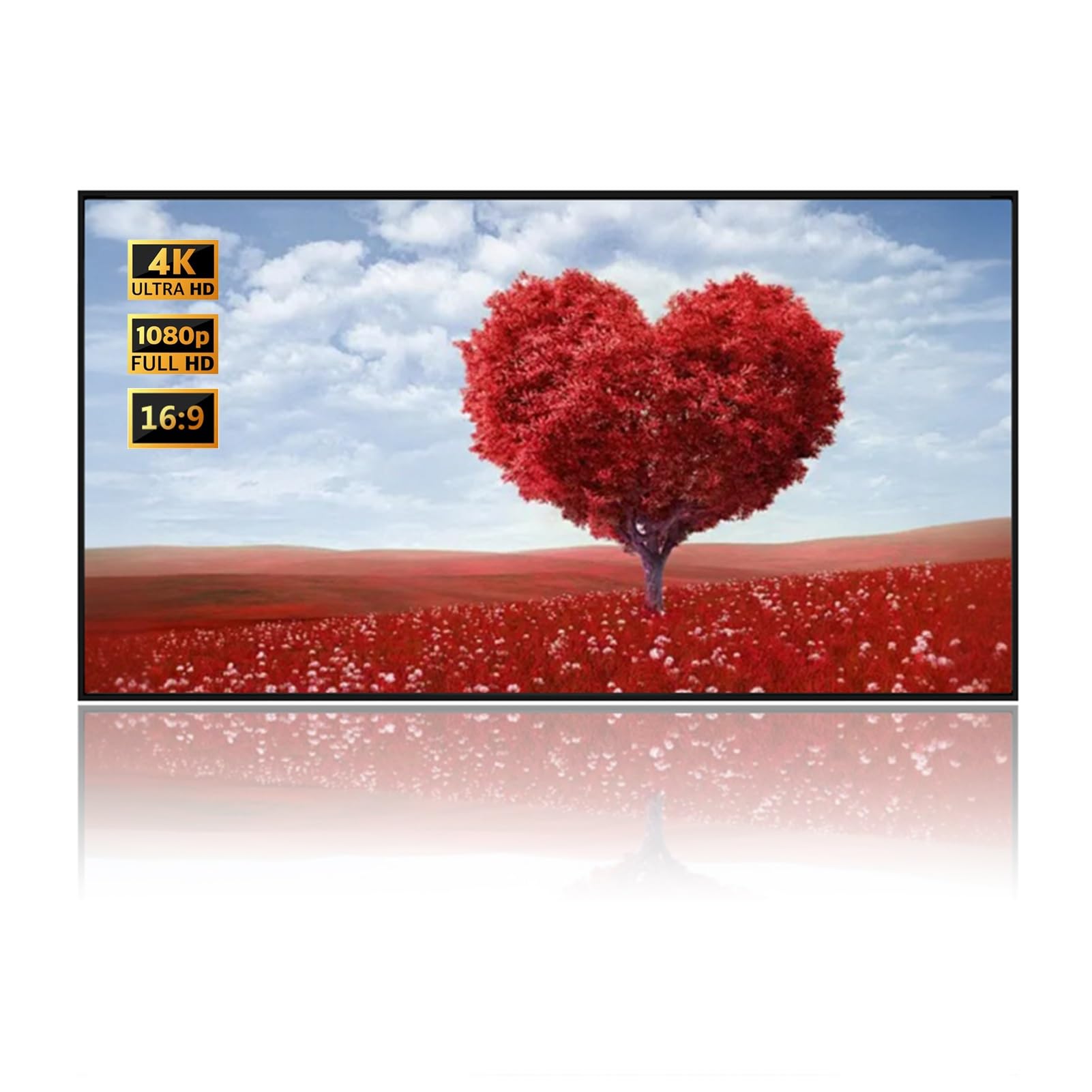 Schermo di Proiezione da Parete per Interni da 72" 80" 92", Schermo per Film 3D Ultra HD 4K con Cornice Fissa 16:9 per Ufficio, Home Theater(72" (16:9))