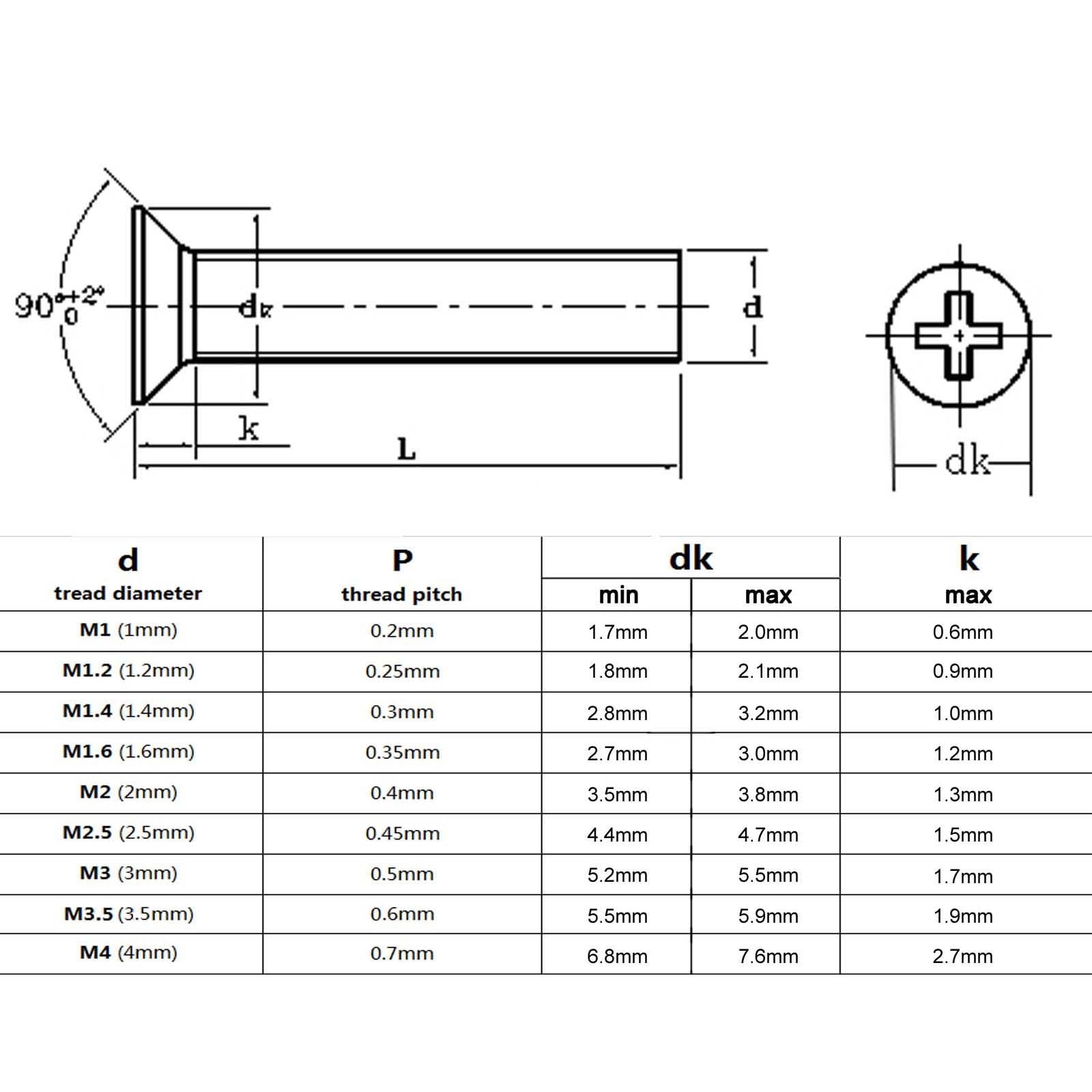 Tornillo autorroscante 50 piezas M2 M3 M4 GB819 Mini Pequeño Micro Negro Acero Cruz Phillips Plana Cabeza Avellanada Tornillo Cubierta (30 mm, M4)