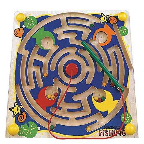 Preisvergleich Produktbild Magnet Labyrinth HOLZ magnetic fishing blau Magnetspiel