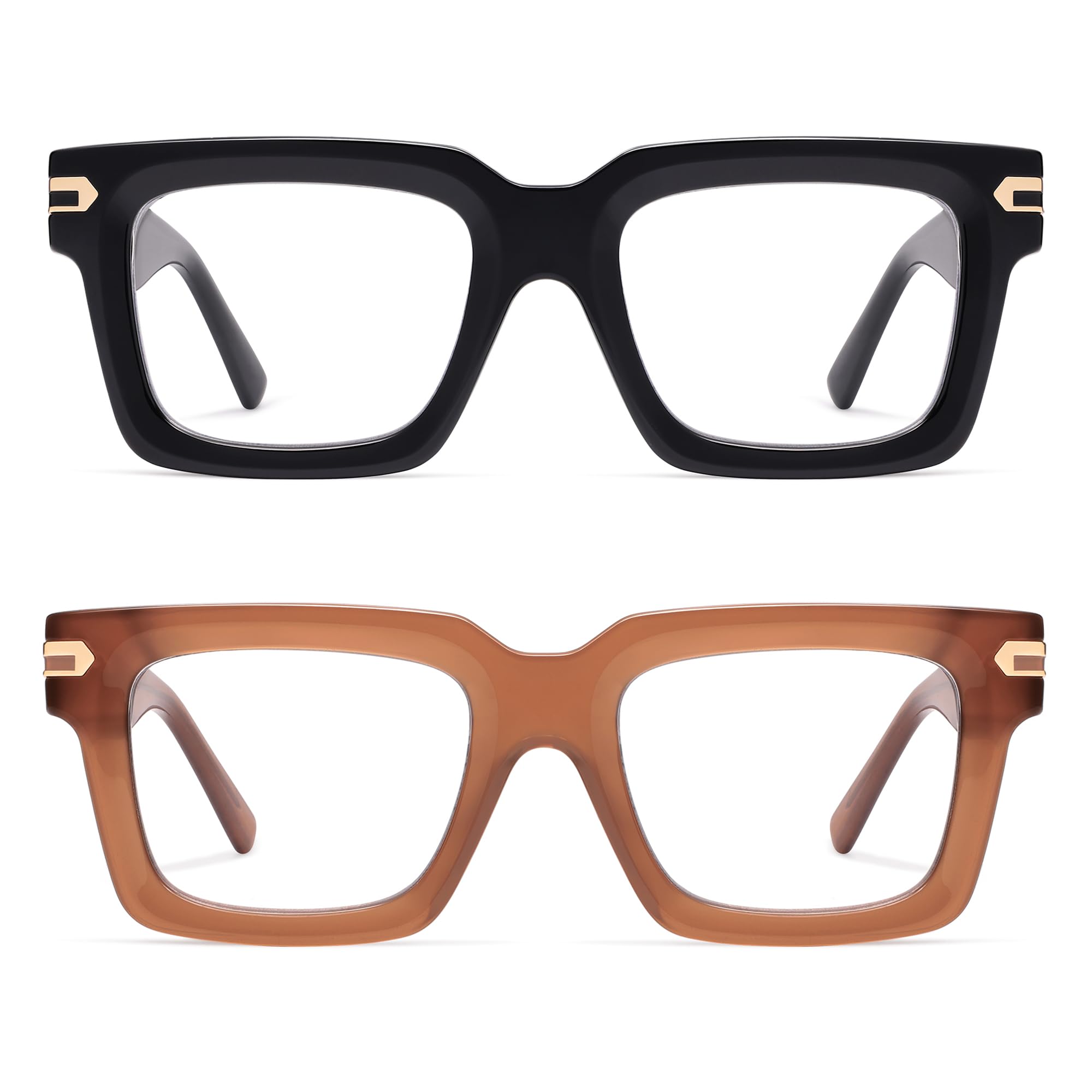 AMOMOMA Trendy Square Reading Glasses for Women,Men Blue Light Blocking Computer Readers Retro Frame AM6177