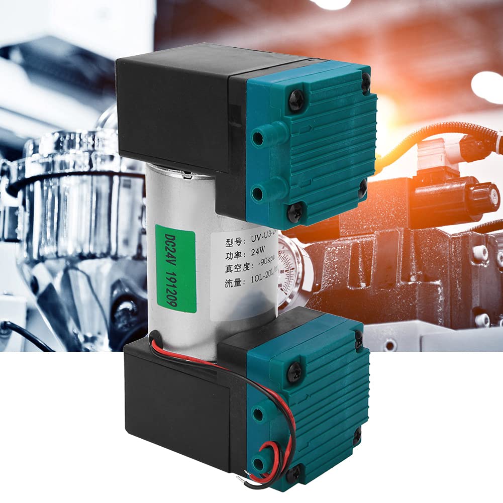 Bewinner Mini Bomba de Vacío de 24 V CC, 24 W, 10-20 L/min, Flujo Grande -90~350 Kpa, Bomba de Diafragma de bajo Ruido para Muestreo de Aire, Dispositivo Médico, Instrumento de Laboratorio, (DC24V)