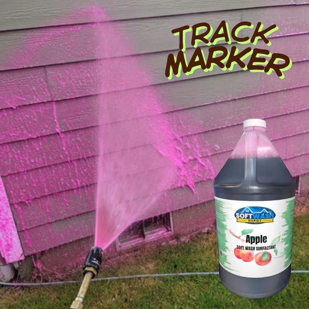 Apple Scented Surfactant for Soft Wash & Pressure Washing – Bleach Compatible Soap Additive with Red Track Marker for Full Coverage – Downstream & Proportioner Ready (Case (4 Gallons))