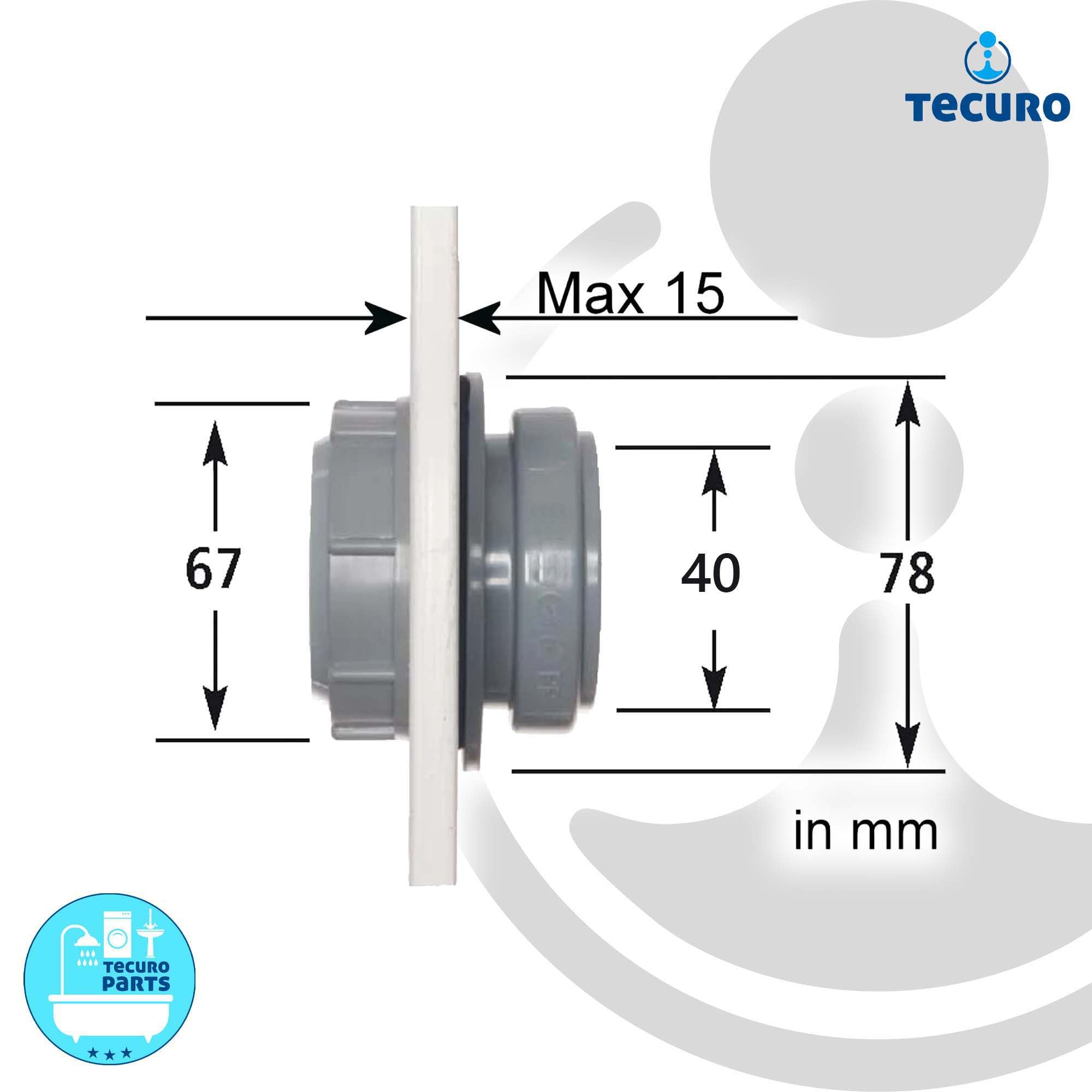 tecuro Zestaw kombi mufa przykręcana DN 40, KS-szara, wraz z przecinakiem okrągłym Ø 59 mm